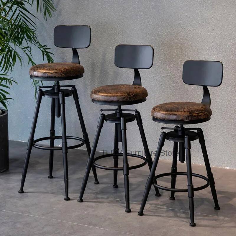 Home Bar Seating - Retro Demir Bar Sandalyesi Tezgah Tabureleri