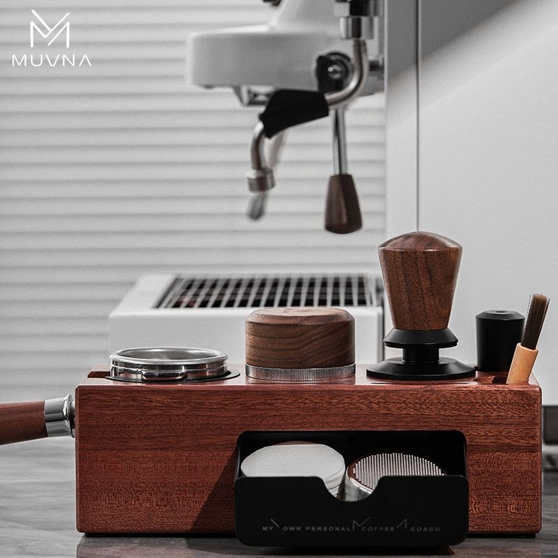 Home Barista - MUVNA Kahve Tamper İstasyonu Ahşap Portafiltre