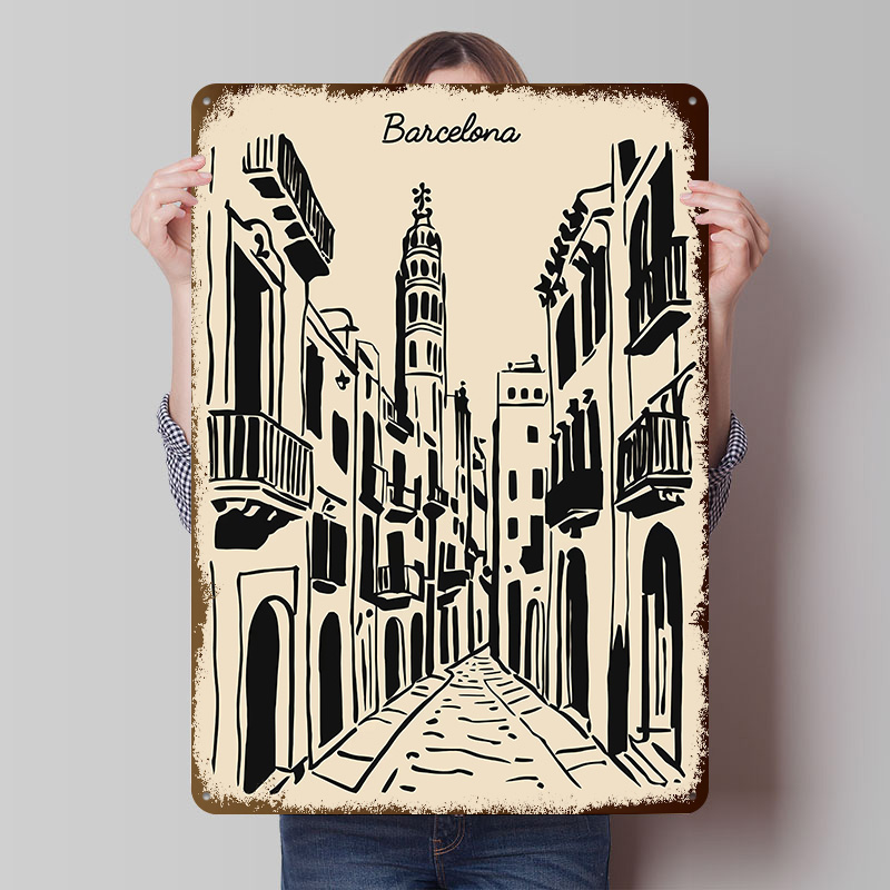 Home Barcelona - Barcelona Sokak Metal Posteri Özel Duvar